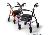 Lightweight Folding Four Wheel Rollator Walker in 3 sizes and 6 colours
